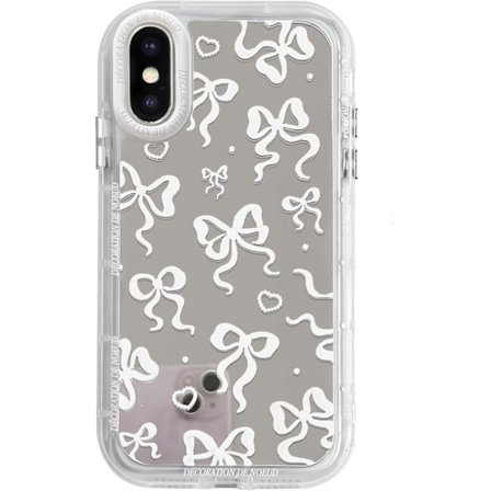Yhteensopiva iPhone X/XS Kuori Söpö Peili Rusetti Rakkaus Sydän Kuvio Naisille Tytöille Nauha Design Iskunkestävä Suojaava Puhelin iPhone X/XS_yux