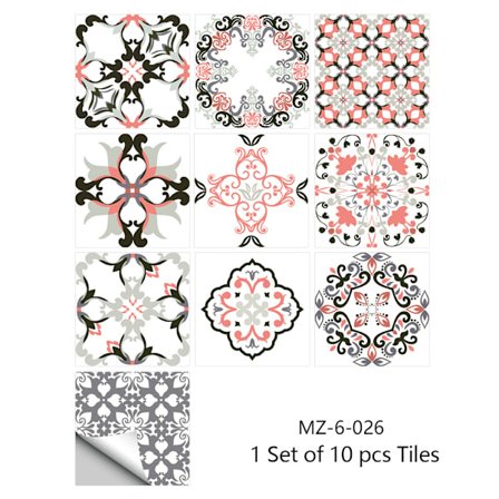 Retro stil grå flise mønster matte gulv klistermærker køkken flise bordplade renovering vandtæt væg klistermærker (10 cm x 10 cm)