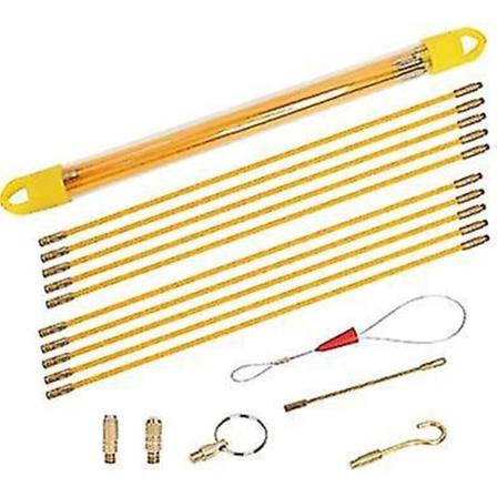 10 stk Kabelstangsett med krok og hullsett, glassfiber elektrisk trådtrekker