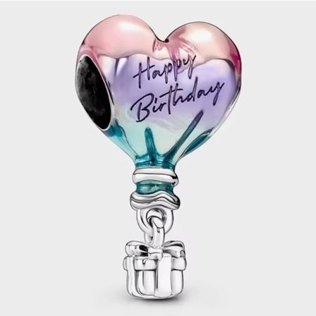 Pandora Happy Birthday Ballong Sterling Silver Berlock 791501C01, Inkluderar Originalask