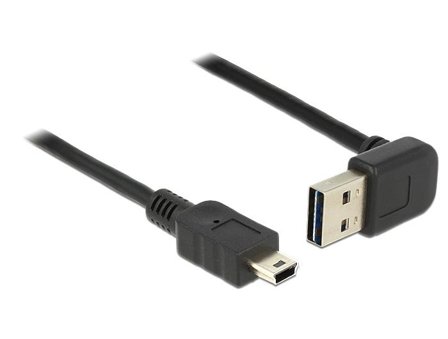 Delock Cable USB Mini AM-BM 2.0 0.5m Black Angled Up/Down USB-A Easy-USB