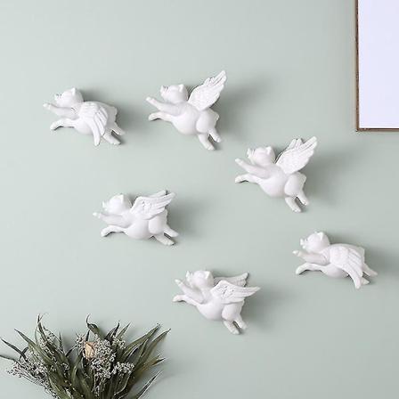 Kreativ Flyvende Gris Væghængt Ornament 3D Sød Keramik Gris Hængende Dekoration-Xin Type A