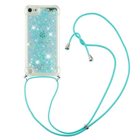 Long Lanyard Glitter Liquid Quicksand Tpu Cover för Ipod Touch (2019)/ipod Touch 6/5 - Mörklila hjärtan