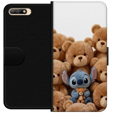 Kompatibel Tegnebogsetui til Huawei Huawei Y6 (2018) Sød og sikker illustration med Stitch omgivet af bamser, der skaber en varm og legende følelse