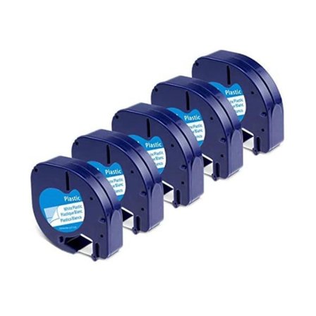 ('5-pak Etiketmaskine Tape Til Letratag Refill Plast 91331, Kompatibel Etikettape Sort På Hvid 913 -ge Som Vist',)