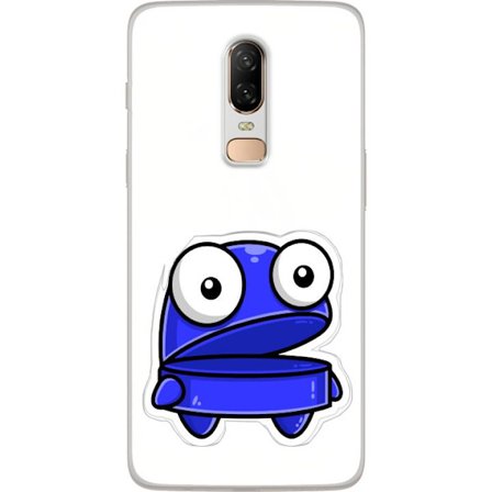 Kompatibel Mobilcover til OnePlus OnePlus 6 Blå tegneseriefigur med åbent udtryk og store øjne i sjov illustration