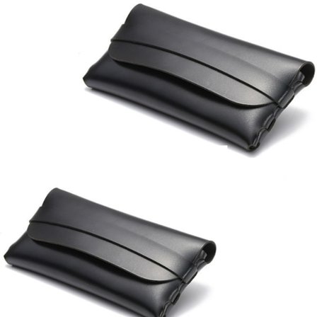 2-delt blød taske læder briller manuel etui pung type spejl