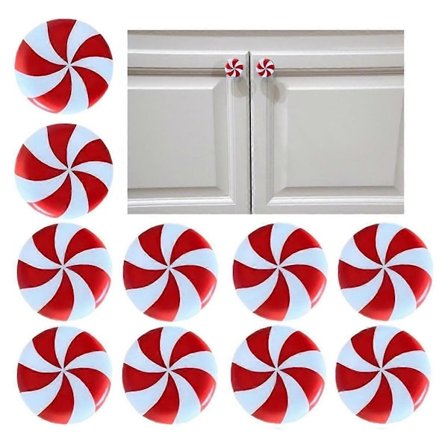 Jul Silikon Röd och Vit Godis Skåpsknoppskydd,
