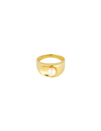 Design Letters | Pearl Solo Ring - Goldplated | 52