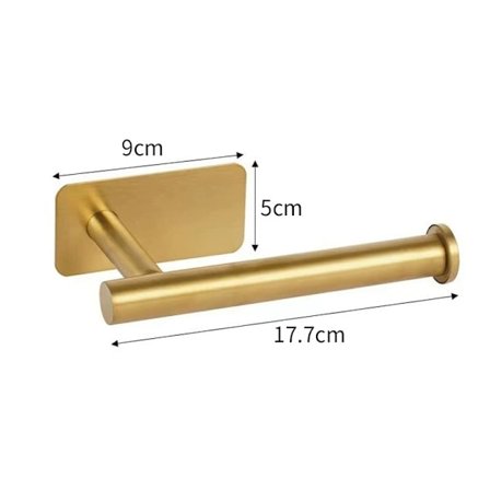Toalettpappershållare i Guld Krom, Väggmonterad, Självhäftande Toalettpappershållare för Badrum & Kök, Vattentät, Ingen Borrning Guld Kort
