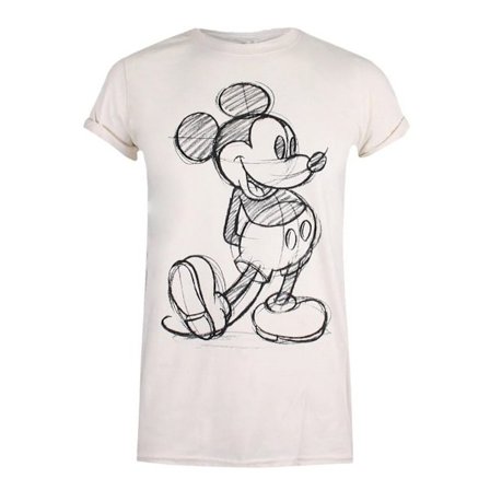Disney Dam/Kvinnor Mickey Mouse Sketch T-Shirt M Naturlig/Svart