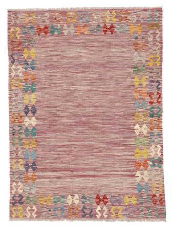 Tissé À La Main Kilim Afghan Old Style Tapis 129X178 De Laine Rouge/Marron Petit