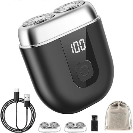 Mini Elektrisk Rakapparat med Utbytbart Rakhuvud IP67 Vattentät Mini Rakhyvel med Förvaringsväska 500mAh Laddningsbar Reserakapparat Bärbar Mini 