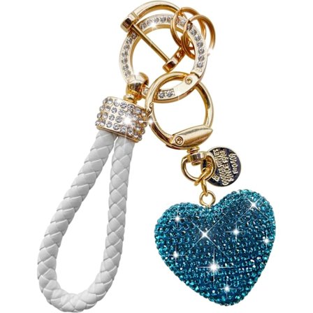 Krystal nøglering til kvinder med glitrende rhinstenhjerteform, smukke nøgleringe til kvinder og piger gaver