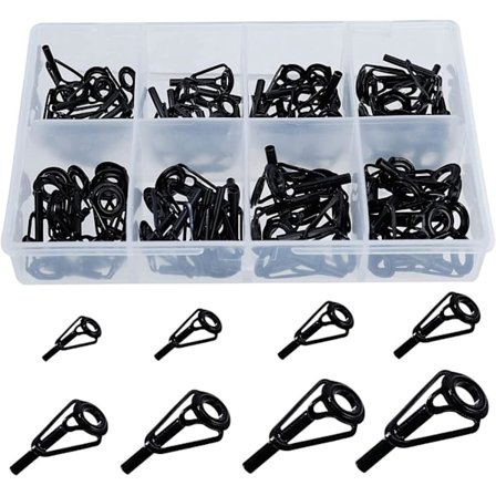 80 stk. reparationsring til fiskestang, fiskestangsføring, o erstatter den øverste ring på fiskestangens hoved (otte størrelser, æsker)