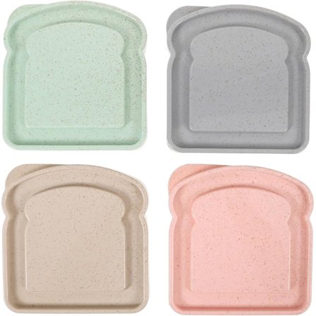 4 stk. Sandwichbeholder, Genanvendelige Sandwichbeholdere, Toastformet Brødkasse med Låg, Bærbar Sandwichboks, Mad Friskholdebeholder, 