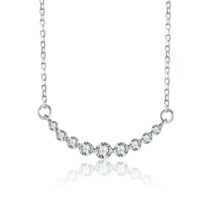 Sølvbelagt dame smykke unikt rundt kubisk zirkonia halskjede anheng