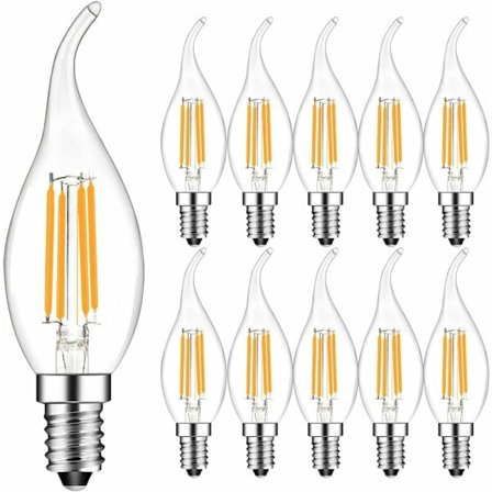 10-pack 4W E14 LED Filament Ljusstake Lampa 2700K Varmvit, 360° Ljusvinkel, Ej Dimbar [Energiklass F]