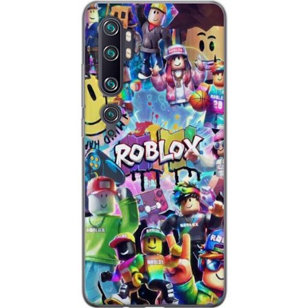 Kompatibelt Mobilskal till Xiaomi Xiaomi Mi Note 10 Pro Stor färgglad Roblox-värld med många karaktärer, energifylld gaming-illustration perfekt f