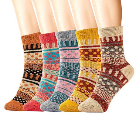 Sokker Dame Vinter Dame Sokker 5 Par Ull Varme Myke Dame Sokker, Termiske Tykke Varme Strikke Koselige Fuzzy