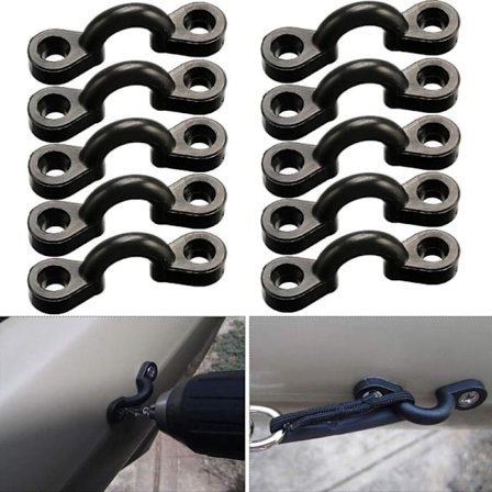 Kajakin silmukkalappusarja, 10 kpl nailonista valmistettuja benji-kansilenkkejä kiinnityslenkillä ja 20 ruuvia veneen kajakin kansivarustussarjaan