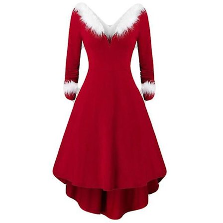 Julekjoler Kompatibel med Dame Langærmet V-hals Kjole Feriekjole