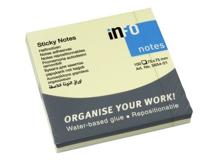 info Notes 75x75mm gul - Lyreco - Kontorsmaterial - Notes och Post-It - Notes - Gula