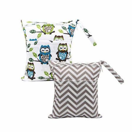 Baby Rejsetaske til Bleer, Vådt og Tørt Tøj, Bletasker med Lynlås, Vandafvisende, Vaskbar, Vådtaske, 2 stk./sæt, #B