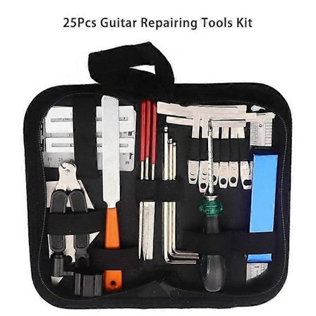25 i én guitar vedligeholdelsesværktøj strengskifte værktøj skruenøgle slibefil måler lineal strengvikler nivelleringslineal