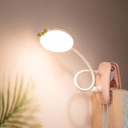 Skrivebordslampe med klemme for barn, sengelampe med batteri og klemme med 3 lysstyrkenivåer, USB-oppladbar leselampe, øyebeskyttende LED-bordlampe 