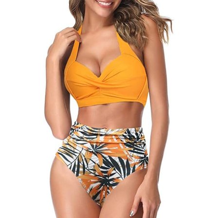 Dam Tankini Baddräkt Tvådelad Hög Midja Halter Vintage Bikini Set Dam Baddräkter, L