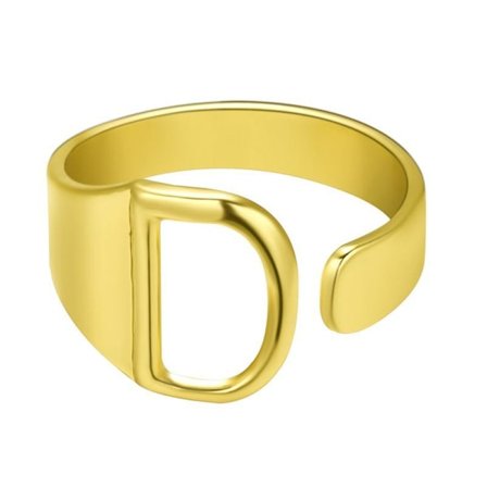 Guldpläterad ring med bokstäver minimalistisk justerbar