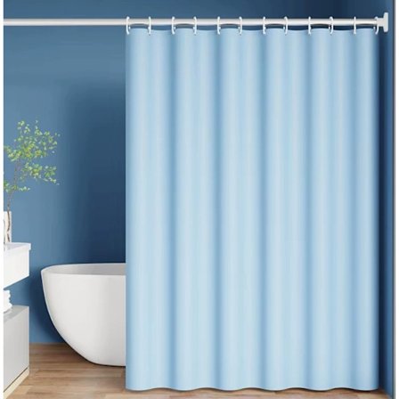 Vattentätt Duschdraperi 120x200 cm med Ringar, Anti-Mögel Badrumsfoder, Ljusblå