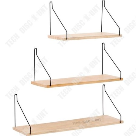 Vägghylla - TEMPSA - Set om 3 - Trä - Brun - Att montera själv