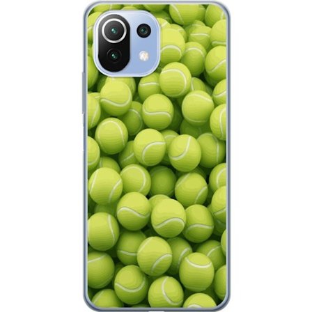 Yhteensopiva Puhelinkuori Xiaomi Xiaomi Mi 11 Lite Vihreiden tennispallojen kuvio korkealla tarkkuudella, urheilullinen motiivi toistettavalla tekstuu