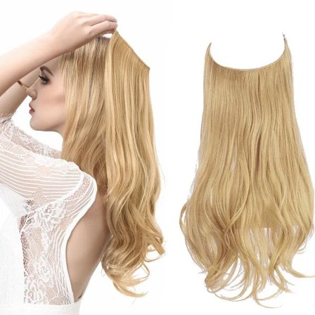 Syntetiske Clip-in Bølgehår Extensions Ombre Naturlig Sort Blond Pink Enkelt Stykke Falsk Hårstykke Fiskesnøre Falske Hårstykker Lys Honningblond 18 