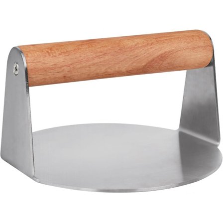 Smash Burger Presse, 14 cm Matvaregodkjent 304 Rustfritt Stål Hamburgerpresse, for Flat Topp Grill Matlaging Biffer BBQ Trehåndtak