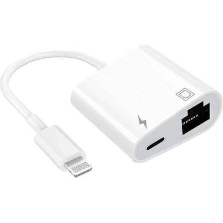 Lightning til Ethernet Adapter, kompatibel 2 i 1 Ethernet Lan Netværksadapter med Opladningsport