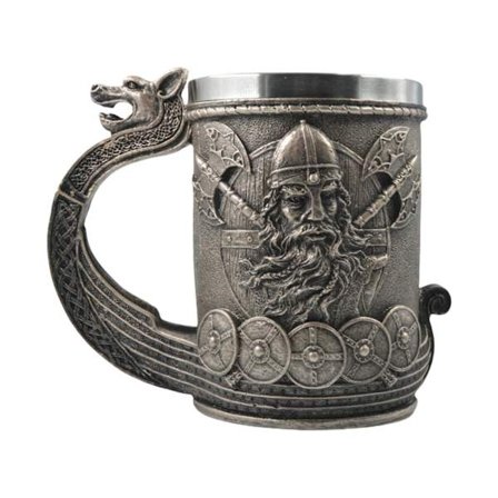 600ml Viking Pirat Ölmugg Medeltida Resin Rostfritt Stål Ölmugg Retro