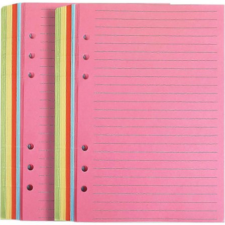 2 förpackningar kompatibla A5 Papper Färgglatt Linjerat, A5 Refill Papper 6 Hål 100 Ark Påfyllningsbart【pl】