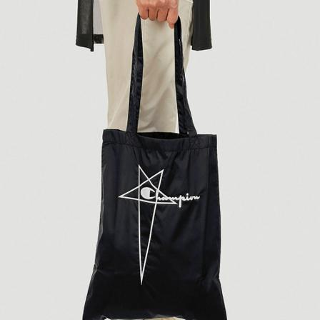 Rick Owens, Embroidered Logo Shopper Tote Zwart, Heren, Maat:ONE Size