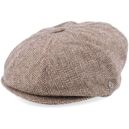 Jaxon & James - Brun flatcap Keps - Herringbone Newsboy Cap Brown Flat Cap @ Hatstore