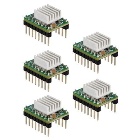 5 st högprecisionsstegmotordrivenhetsmodul Kylfläns för 3D-utskrift A4988 Chip Fem olika stegsupplösning