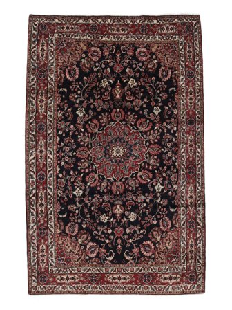 Handgeknüpft Hamadan Shahrbaf 211X334 Wollteppich Schwarz/Dunkelrot