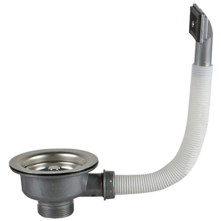 Diskhoavlopp med överflöde rostfritt stål korg fyrkantig 140 mm 1??, rostfritt stål + ABS, avlopp + korg