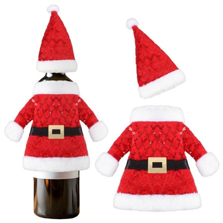 Flaskeovertræk Julemandskostume med Pailletter