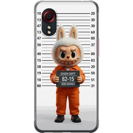 Kompatibel Mobilcover til Samsung Samsung Galaxy Xcover 5 Sød tegnet kaninfigur i fængselsklæder med fangenummer mod baggrund med længdemåling