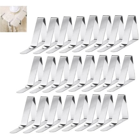 Dugklemmer, Sæt med 24 Dugklemmer, Rustfrit Stål Dugholdere til Fest Picnic Telt og Bryllup Picnicbord