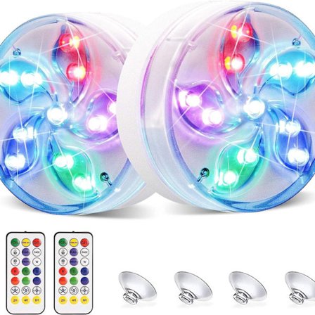 LED-lys for hagedam med fjernkontroll, IP68 vanntett flerfarget LED-lys for undervannsbruk
