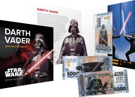Star Wars - Darth Vader - Certificeret 5000 Galactic Credits souvenir pengeseddel i folder